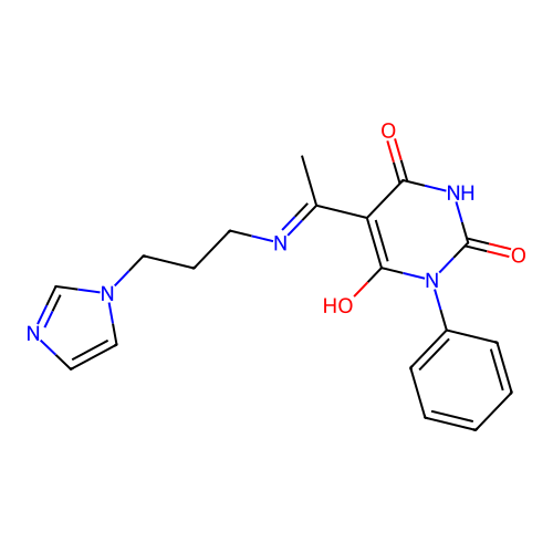 5-[1-(3-imidazol-1-ylpropylamino)ethylidene]-1-phenyl-1,3-diazinane-2,4,6-trione structure