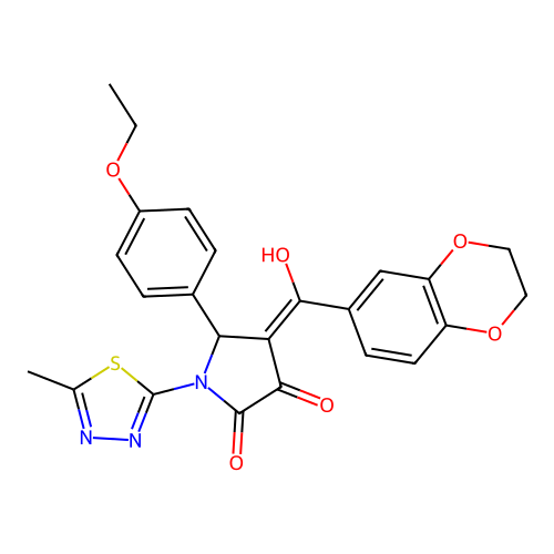(4E)-4-[2,3-dihydro-1,4-benzodioxin-6-yl(hydroxy)methylidene]-5-(4-ethoxyphenyl)-1-(5-methyl-1,3,4-thiadiazol-2-yl)pyrrolidine-2,3-dione structure