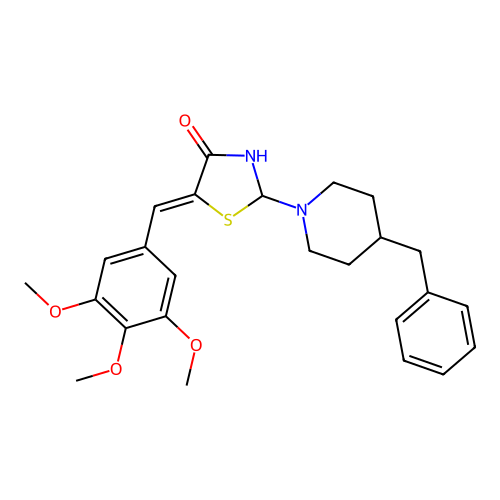 (Z)-2-(4-benzylpiperidin-1-yl)-5-(3,4,5-trimethoxybenzylidene)thiazolidin-4-one structure