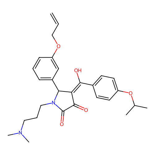 (4E)-1-[3-(dimethylamino)propyl]-4-[hydroxy-(4-propan-2-yloxyphenyl)methylidene]-5-(3-prop-2-enoxyphenyl)pyrrolidine-2,3-dione structure