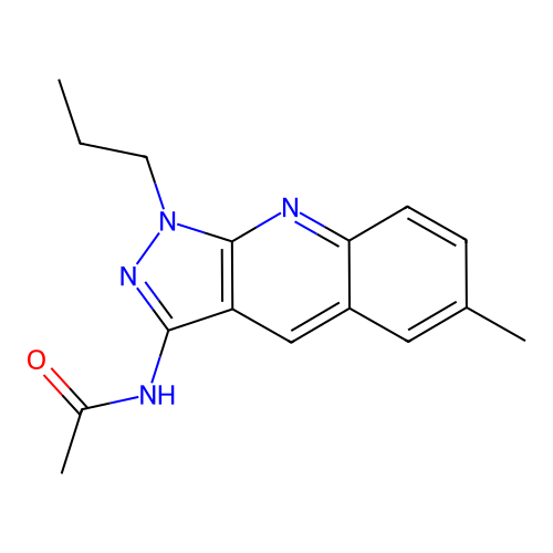 N-(6-methyl-1-propyl-1H-pyrazolo[3,4-b]quinolin-3-yl)acetamide structure