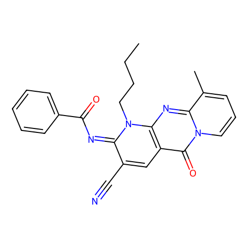 (E)-N-(1-butyl-3-cyano-10-methyl-5-oxo-1H-dipyrido[1,2-a:2',3'-d]pyrimidin-2(5H)-ylidene)benzamide structure
