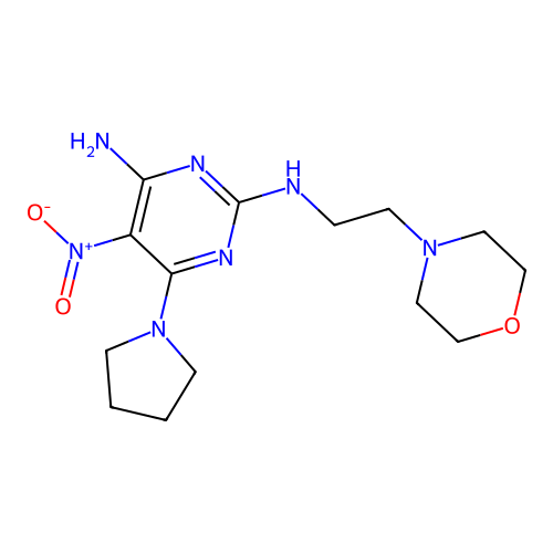 N~2~-[2-(morpholin-4-yl)ethyl]-5-nitro-6-(pyrrolidin-1-yl)pyrimidine-2,4-diamine structure