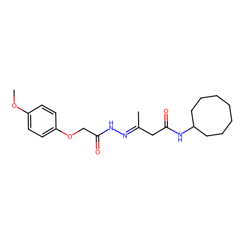 (3E)-N-cyclooctyl-3-{2-[(4-methoxyphenoxy)acetyl]hydrazinylidene}butanamide structure