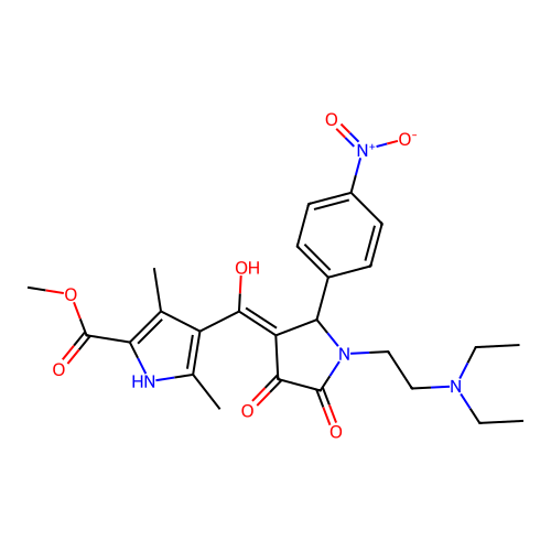 methyl 4-({1-[2-(diethylamino)ethyl]-4-hydroxy-2-(4-nitrophenyl)-5-oxo(3-pyrro lin-3-yl)}carbonyl)-3,5-dimethylpyrrole-2-carboxylate structure