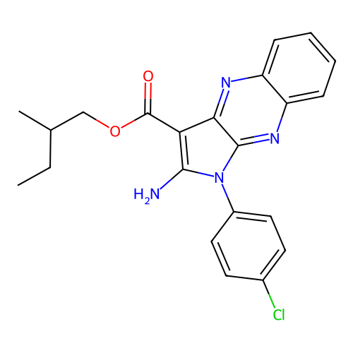 2-methylbutyl 2-amino-1-(4-chlorophenyl)-1H-pyrrolo[2,3-b]quinoxaline-3-carboxylate structure