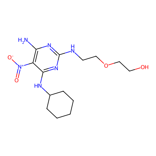 2-[2-[[4-Amino-6-(cyclohexylamino)-5-nitropyrimidin-2-yl]amino]ethoxy]ethanol structure