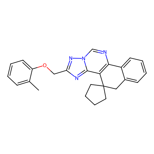 2-((o-tolyloxy)methyl)-5H-spiro[benzo[h][1,2,4]triazolo[1,5-c]quinazoline-4,1'-cyclopentane] structure