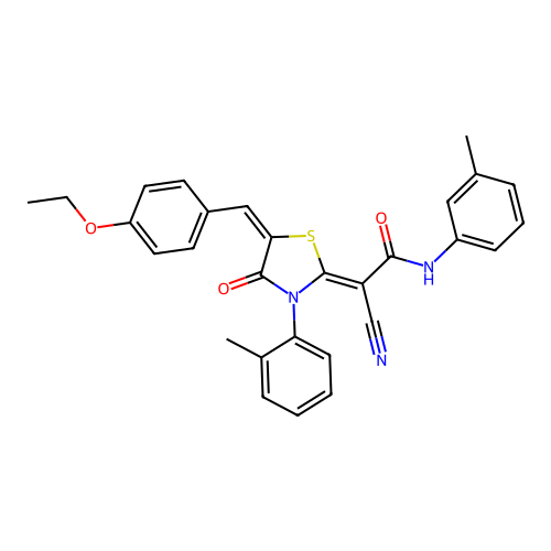 (2Z)-2-cyano-2-[(5E)-5-(4-ethoxybenzylidene)-3-(2-methylphenyl)-4-oxo-1,3-thiazolidin-2-ylidene]-N-(3-methylphenyl)ethanamide structure