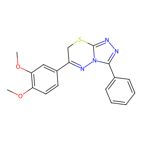 6-(3,4-dimethoxyphenyl)-3-phenyl-7H-[1,2,4]triazolo[3,4-b][1,3,4]thiadiazine structure