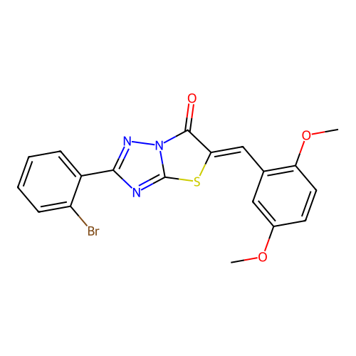 (Z)-2-(2-bromophenyl)-5-(2,5-dimethoxybenzylidene)thiazolo[3,2-b][1,2,4]triazol-6(5H)-one structure