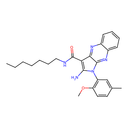 2-amino-N-heptyl-1-(2-methoxy-5-methylphenyl)-1H-pyrrolo[2,3-b]quinoxaline-3-carboxamide structure