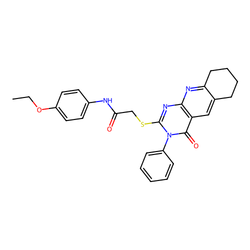 N-(4-ethoxyphenyl)-2-((4-oxo-3-phenyl-3,4,6,7,8,9-hexahydropyrimido[4,5-b]quinolin-2-yl)thio)acetamide structure