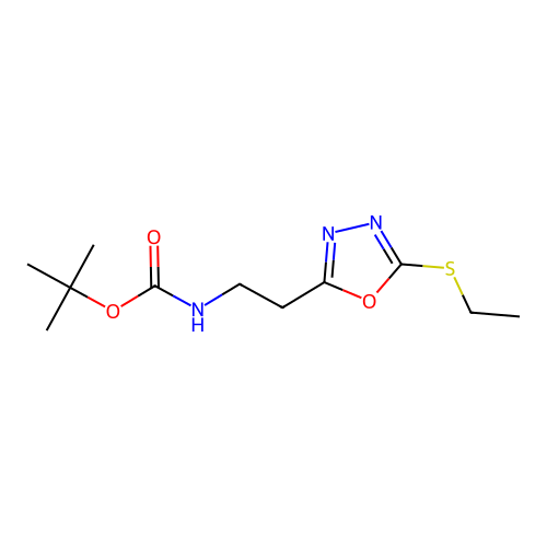 Tert-butyl (2-(5-(ethylthio)-1,3,4-oxadiazol-2-yl)ethyl)carbamate structure
