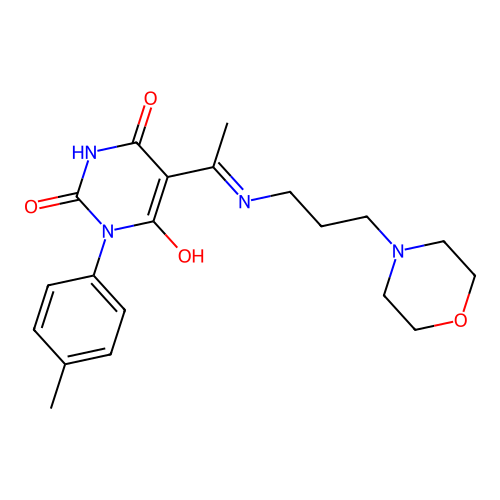 1-(4-methylphenyl)-5-[1-(3-morpholin-4-ylpropylamino)ethylidene]-1,3-diazinane-2,4,6-trione structure