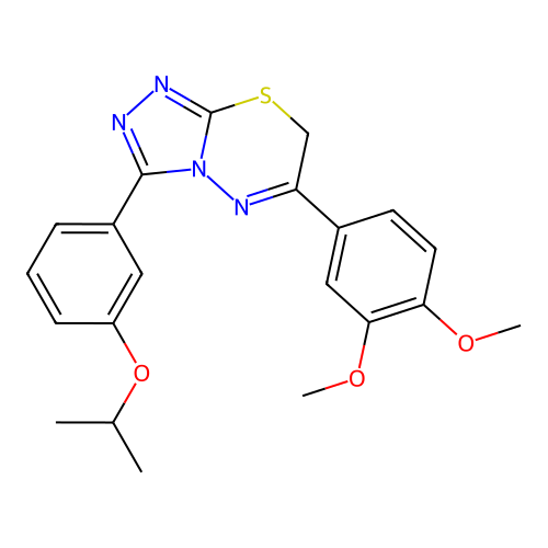 6-(3,4-dimethoxyphenyl)-3-[3-(propan-2-yloxy)phenyl]-7H-[1,2,4]triazolo[3,4-b][1,3,4]thiadiazine structure