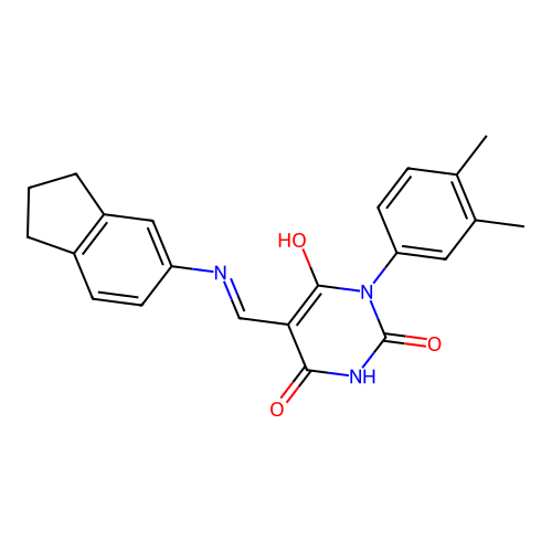 (5Z)-5-[(2,3-dihydro-1H-inden-5-ylamino)methylidene]-1-(3,4-dimethylphenyl)-1,3-diazinane-2,4,6-trione structure