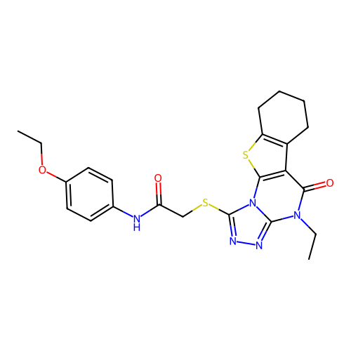 N-(4-ethoxyphenyl)-2-((4-ethyl-5-oxo-4,5,6,7,8,9-hexahydrobenzo[4,5]thieno[3,2-e][1,2,4]triazolo[4,3-a]pyrimidin-1-yl)thio)acetamide structure