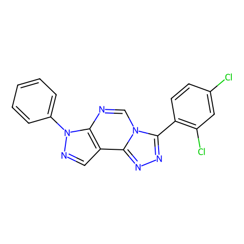 3-(2,4-dichlorophenyl)-7-phenyl-7H-pyrazolo[4,3-e][1,2,4]triazolo[4,3-c]pyrimidine structure