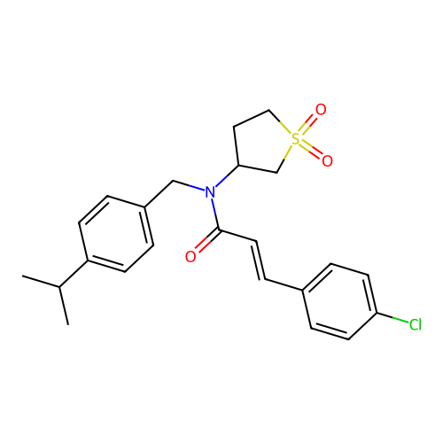 (2E)-3-(4-chlorophenyl)-N-(1,1-dioxidotetrahydrothiophen-3-yl)-N-[4-(propan-2-yl)benzyl]prop-2-enamide structure