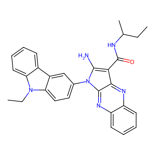 2-amino-N-butan-2-yl-1-(9-ethylcarbazol-3-yl)pyrrolo[3,2-b]quinoxaline-3-carboxamide structure