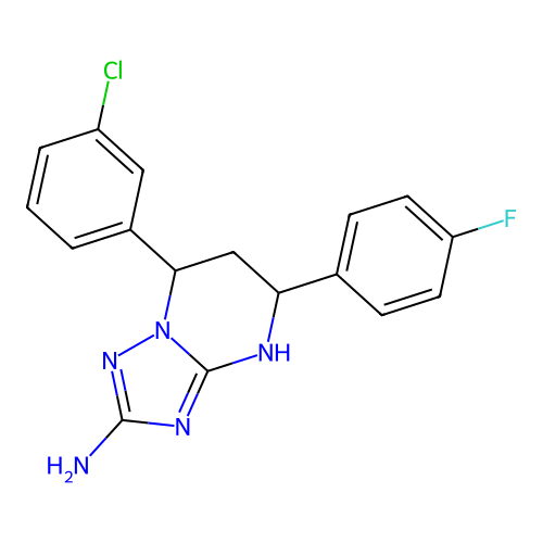 7-(3-chlorophenyl)-5-(4-fluorophenyl)-4,5,6,7-tetrahydro[1,2,4]triazolo[1,5-a]pyrimidin-2-amine structure