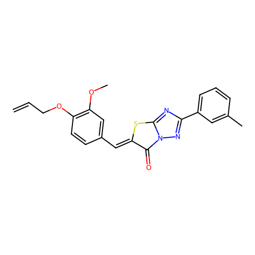 (5Z)-5-[(3-methoxy-4-prop-2-enoxyphenyl)methylidene]-2-(3-methylphenyl)-[1,3]thiazolo[3,2-b][1,2,4]triazol-6-one structure