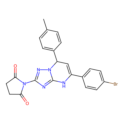 1-(5-(4-bromophenyl)-7-(p-tolyl)-4,7-dihydro-[1,2,4]triazolo[1,5-a]pyrimidin-2-yl)pyrrolidine-2,5-dione structure