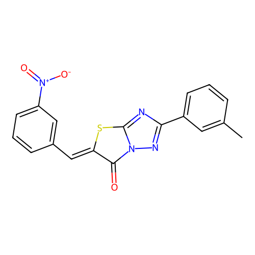 (Z)-5-(3-nitrobenzylidene)-2-(m-tolyl)thiazolo[3,2-b][1,2,4]triazol-6(5H)-one structure
