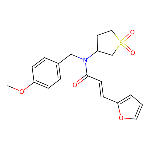(2E)-N-(1,1-dioxidotetrahydrothiophen-3-yl)-3-(furan-2-yl)-N-(4-methoxybenzyl)prop-2-enamide structure