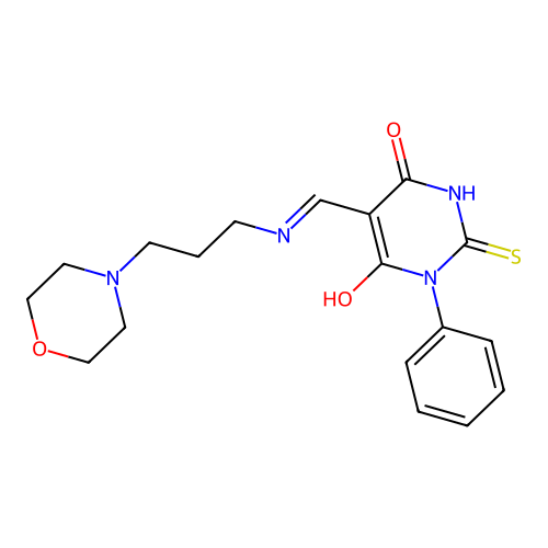 5-[(3-morpholin-4-ylpropylamino)methylidene]-1-phenyl-2-sulfanylidene-1,3-diazinane-4,6-dione structure