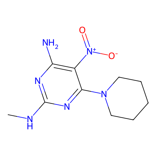 N2-methyl-5-nitro-6-(piperidin-1-yl)pyrimidine-2,4-diamine structure