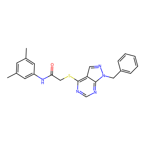 2-((1-benzyl-1H-pyrazolo[3,4-d]pyrimidin-4-yl)thio)-N-(3,5-dimethylphenyl)acetamide structure