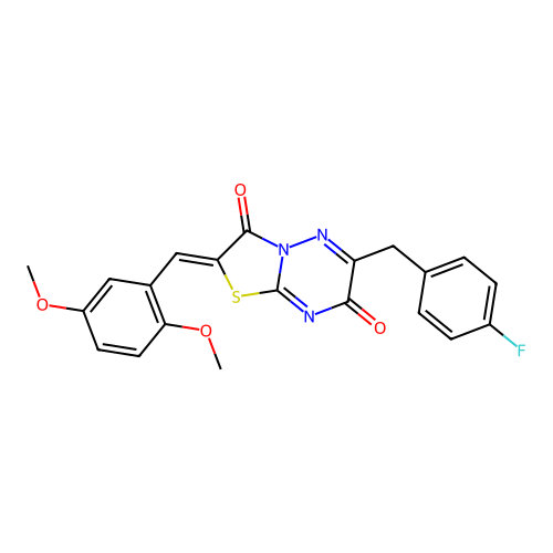 (Z)-2-(2,5-dimethoxybenzylidene)-6-(4-fluorobenzyl)-2H-thiazolo[3,2-b][1,2,4]triazine-3,7-dione structure