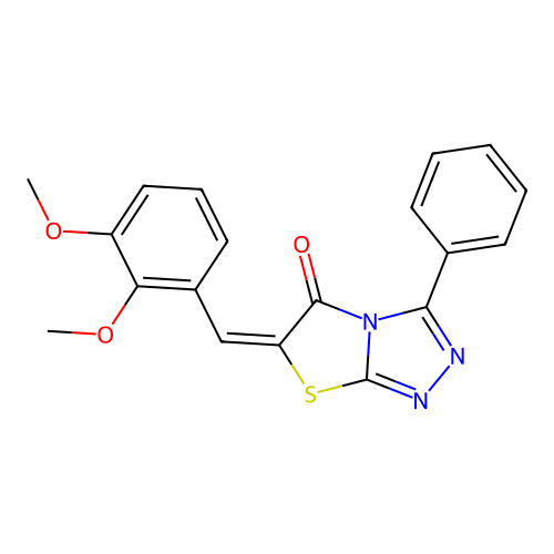 (E)-6-(2,3-dimethoxybenzylidene)-3-phenylthiazolo[2,3-c][1,2,4]triazol-5(6H)-one structure