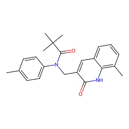 N-((2-hydroxy-8-methylquinolin-3-yl)methyl)-N-(p-tolyl)pivalamide structure