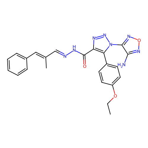 (E)-1-(4-amino-1,2,5-oxadiazol-3-yl)-5-(4-ethoxyphenyl)-N'-((E)-2-methyl-3-phenylallylidene)-1H-1,2,3-triazole-4-carbohydrazide structure