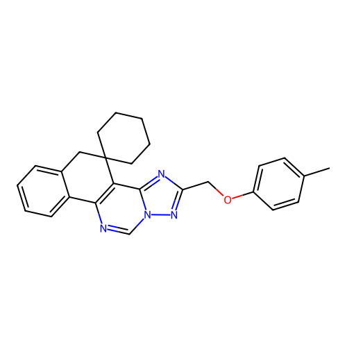 2-((p-tolyloxy)methyl)-5H-spiro[benzo[h][1,2,4]triazolo[1,5-c]quinazoline-4,1'-cyclohexane] structure