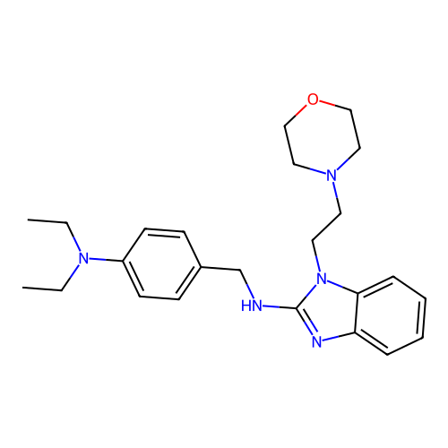 N-[4-(diethylamino)benzyl]-1-[2-(4-morpholinyl)ethyl]-1H-benzimidazol-2-amine structure