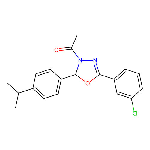 1-[5-(3-chlorophenyl)-2-[4-(propan-2-yl)phenyl]-1,3,4-oxadiazol-3(2H)-yl]ethanone structure