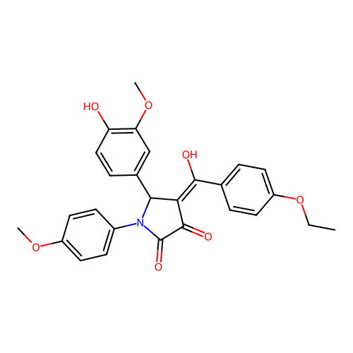 (4E)-4-[(4-ethoxyphenyl)(hydroxy)methylidene]-5-(4-hydroxy-3-methoxyphenyl)-1-(4-methoxyphenyl)pyrrolidine-2,3-dione structure