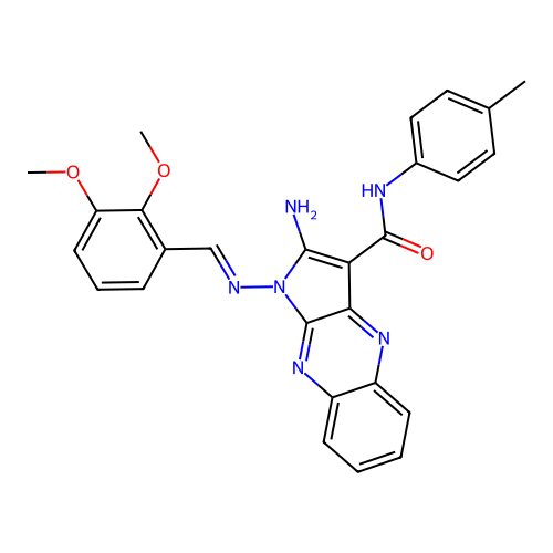 (E)-2-amino-1-((2,3-dimethoxybenzylidene)amino)-N-(p-tolyl)-1H-pyrrolo[2,3-b]quinoxaline-3-carboxamide structure