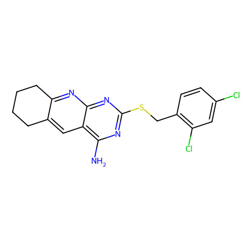 2-(2,4-Dichloro-benzylsulfanyl)-6,7,8,9-tetrahydro-pyrimido[4,5-b]quinolin-4-ylamine structure