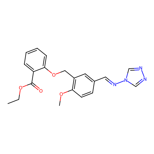 (E)-ethyl 2-((5-(((4H-1,2,4-triazol-4-yl)imino)methyl)-2-methoxybenzyl)oxy)benzoate structure