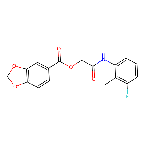 [2-(3-Fluoro-2-methylanilino)-2-oxoethyl] 1,3-benzodioxole-5-carboxylate structure