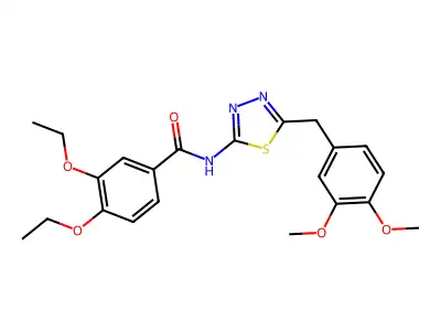 N-[5-(3,4-dimethoxybenzyl)-1,3,4-thiadiazol-2-yl]-3,4-diethoxybenzamide structure