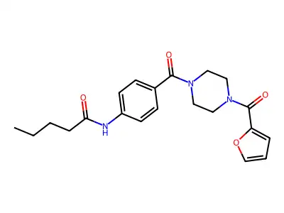 N-[4-[4-(furan-2-carbonyl)piperazine-1-carbonyl]phenyl]pentanamide structure