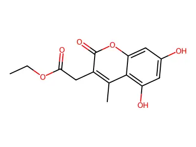 Ethyl 2-(5,7-dihydroxy-4-methyl-2-oxochromen-3-yl)acetate structure