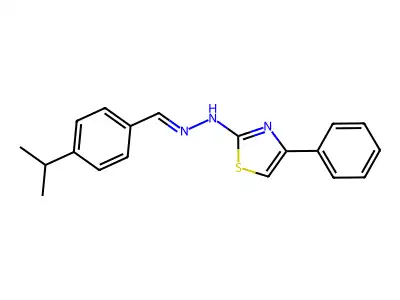 4-phenyl-N-[(E)-(4-propan-2-ylphenyl)methylideneamino]-1,3-thiazol-2-amine structure