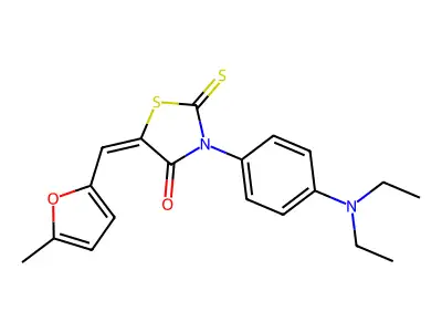 (5E)-3-[4-(diethylamino)phenyl]-5-[(5-methylfuran-2-yl)methylidene]-2-sulfanylidene-1,3-thiazolidin-4-one structure